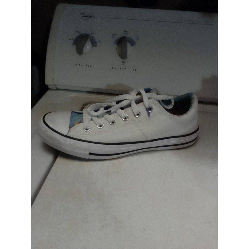 Woman's Converse All Star Left Shoe Only White Multicolor Tongue Size US 9.5 UK